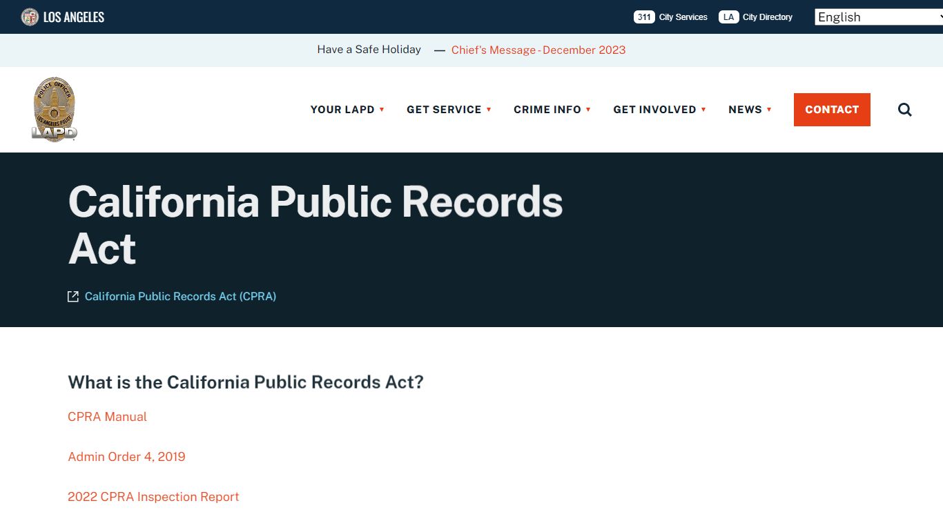 California Public Records Act - LAPD Online